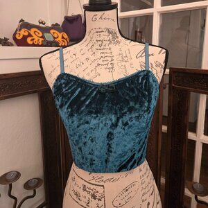 Emerald Velvet Crop Top, Sz S (marked M)